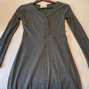 Gray Button Dress - Sadie & Sage